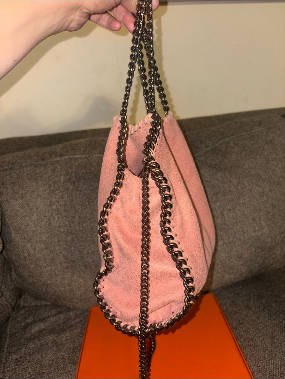 Stella McCartney Blush Pink Suede-Look Chain Shoulder Bag mini - Picture 15 of 15